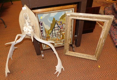 Lot 2236 - A pair of deer antlers, with partial skull,...