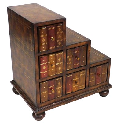 Lot 497 - A faux leather set of library steps, with gilt...