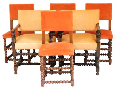 Lot 499 - A set of six Victorian Carolean style oak...
