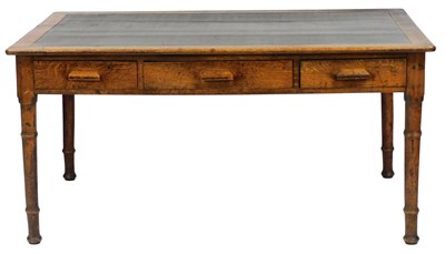 Lot 508 - A Victorian oak desk, with a green leatherette...