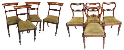 Lot 516 - A set of four Victorian rosewood dining chairs,...