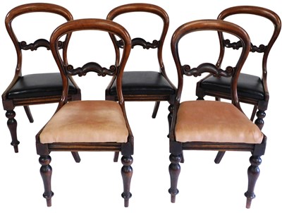 Lot 517 - A set of five Victorian mahogany balloon back...