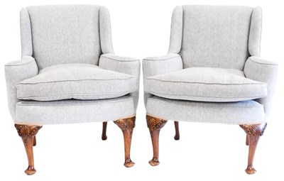 Lot 519 - A pair of Georgian style mahogany armchairs,...