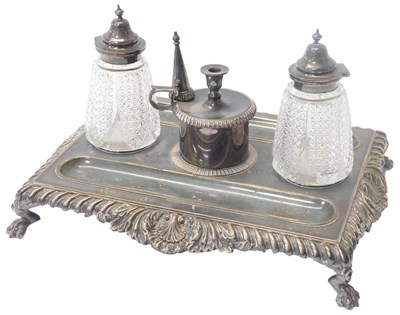 Lot 60 - An Edwardian electroplate desk stand, in the...