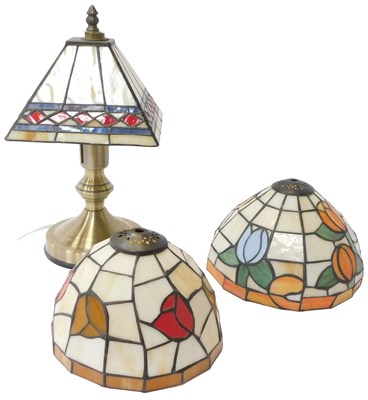 Lot 210 - A Tiffany style table lamp, the square...