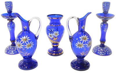 Lot 212 - A pair of 20thC Venetian style blue glass...