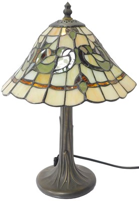 Lot 220 - A Tiffany style table lamp, the shade...