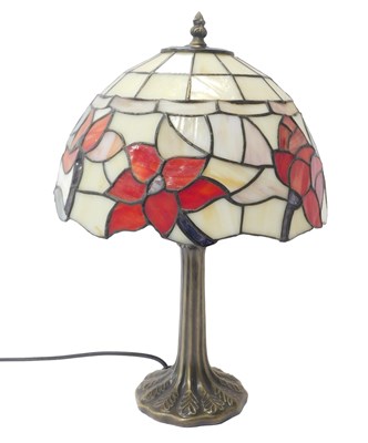 Lot 221 - A Tiffany style table lamp, the shade...