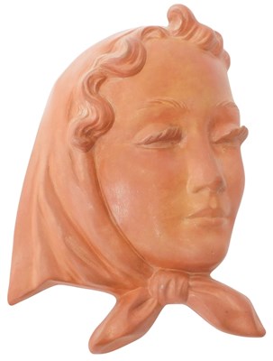 Lot 245 - A Goebel terracotta wall mask, depicting a...