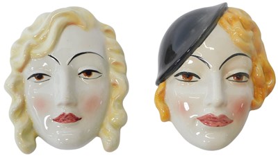 Lot 233 - Two Art Deco wall masks, one modelled as a...