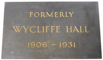 Lot 236 - A black slate wall plaque, of rectangular form,...