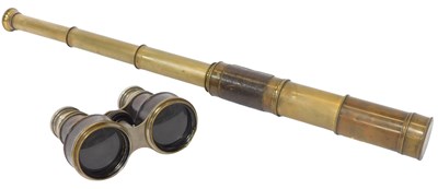 Lot 250 - A 19thC brass four draw telescope, with...
