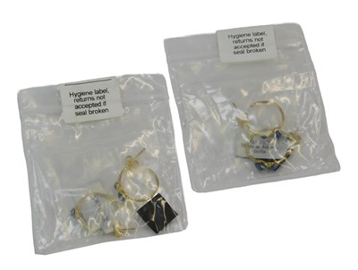 Lot 101 - Two pairs of Jaipur hoop earrings, each set...