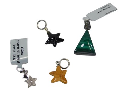 Lot 114 - Pendants and charms, comprising two starfish...