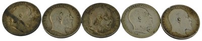 Lot 283 - Five Edward VII silver florins, dated 1910,...