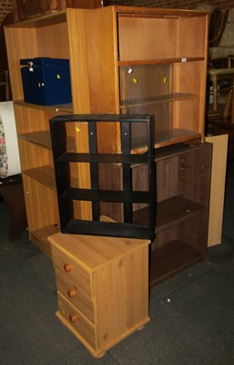 Lot 1030 - Furniture,  including a three-tier bookcase, a...