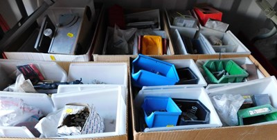 Lot 1099 - Five boxes containing various tools and parts,...