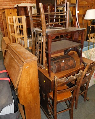 Lot 1046 - A group of furniture, comprising a plant stand,...