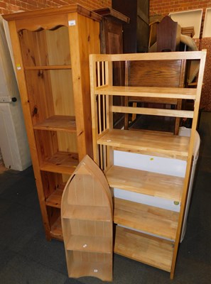 Lot 1004 - A pine bookcase, of five shelves, another...