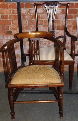 Lot 1058 - An Edwardian bow back open armchair, with...