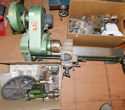 Lot 1074 - A Clarke ten speed flat bed lathe, and two...