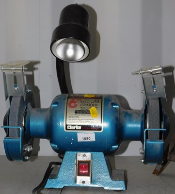 Lot 1080 - A 6" bench grinder by Clarke.