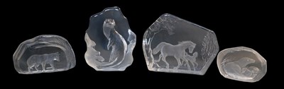 Lot 322 - Four moulded glass paperweights, comprising a...