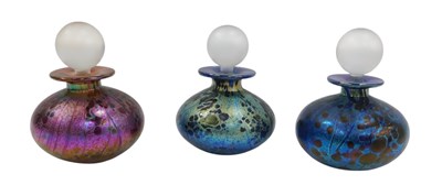 Lot 331 - Three Isle of Wight iridescent glass scent...