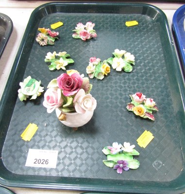 Lot 2026 - A group of Crown Staffordshire ceramic flowers,...