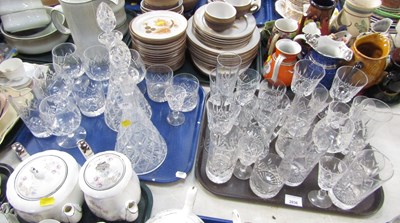 Lot 2036 - Cut glassware, including two large decanters,...