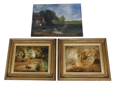 Lot 177 - TW Elliott (20thC School). Figures on bridge...