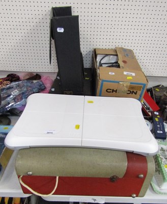Lot 2015 - A tabletop gramophone, a Wii board, record...