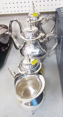 Lot 2017 - A silver plated coffee service, including milk,...
