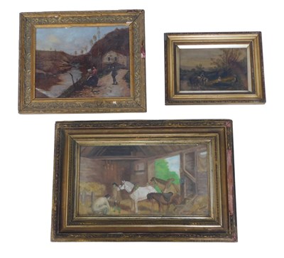 Lot 181 - Early 20thC School. Figures beside horses in...