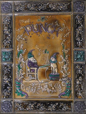 Lot 185 - A framed plaster plaque, depicting Punch...