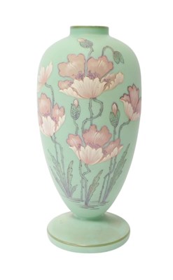 Lot 346 - A Victorian green opaque glass vase, decorated...