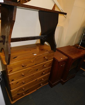 Lot 1103 - Furniture, in the form of a five drawer pine...