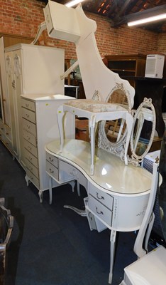 Lot 1107 - A white finished bedroom suite, comprising a...