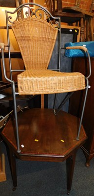 Lot 1111 - A metal-framed and cane-seated garden chair,...