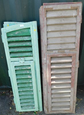 Lot 1122 - A pair of green painted shutter doors and a...