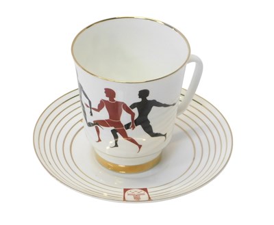 Lot 361 - A Lomonosov Russian coffee cup and saucer, to...