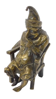 Lot 365 - A Victorian brass figural inkwell, modelled as...