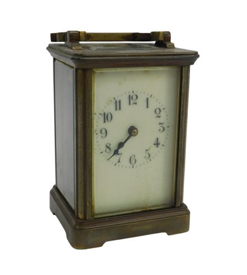 Lot 54 - A 20thC brass cased carriage clock, the...