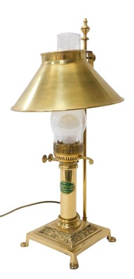Lot 372 - A reproduction brass Orient Express table lamp,...