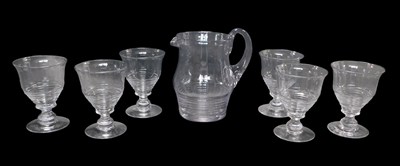 Lot 420 - A 20thC glass lemonade set, comprising jug,...