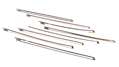Lot 395 - Eight violin bows. (some AF)