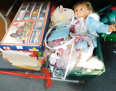 Lot 2100 - Soft toys and games, including pogo stick,...