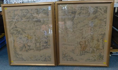 Lot 2107 - Two framed and glazed machine woven tapestries.