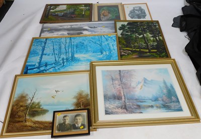 Lot 2086 - Pictures and prints, including landscapes, etc....