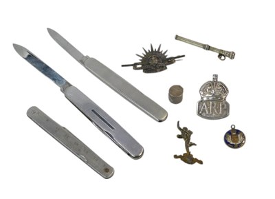 Lot 433 - A silver ARP badge, London 1936, together with...